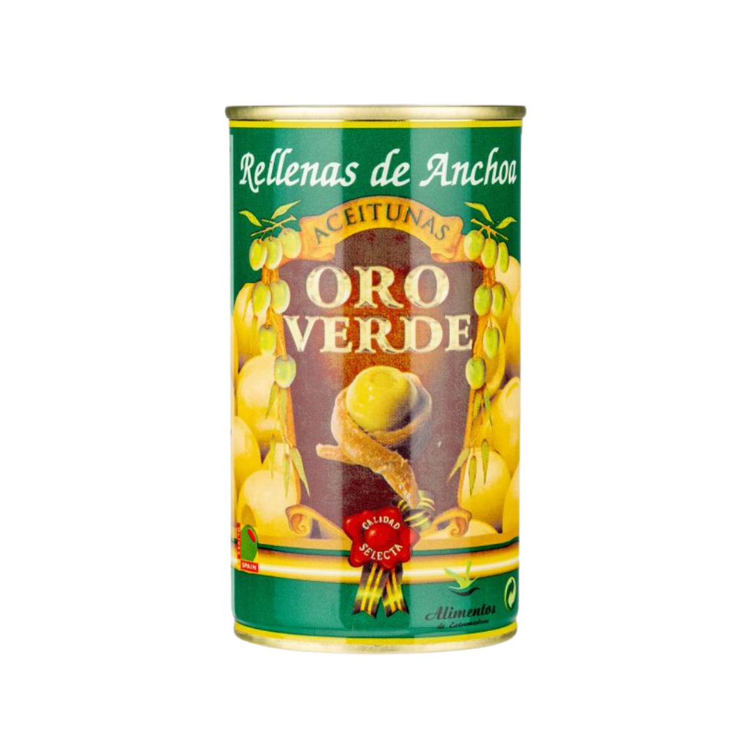 Oro Verde manzanilla olives anchovies 350g