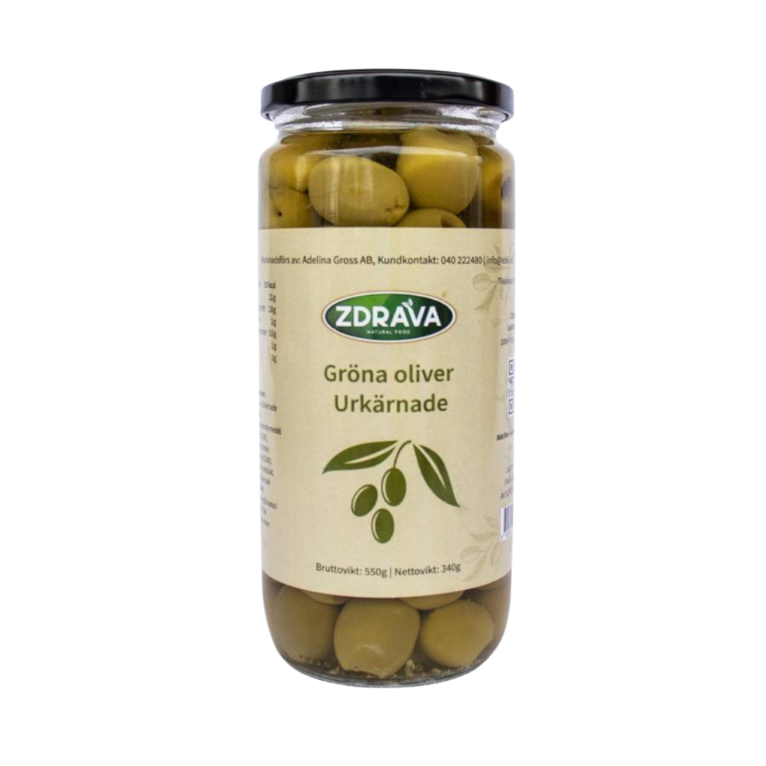 Gröna oliver urkärnade 550 g